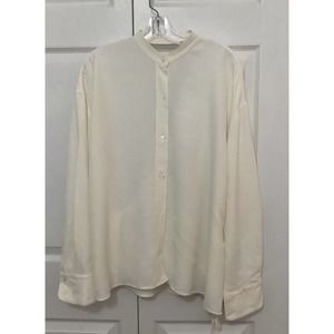 Helmet Lang Back Overlap Blouse Jacquard Large Ivory NWT